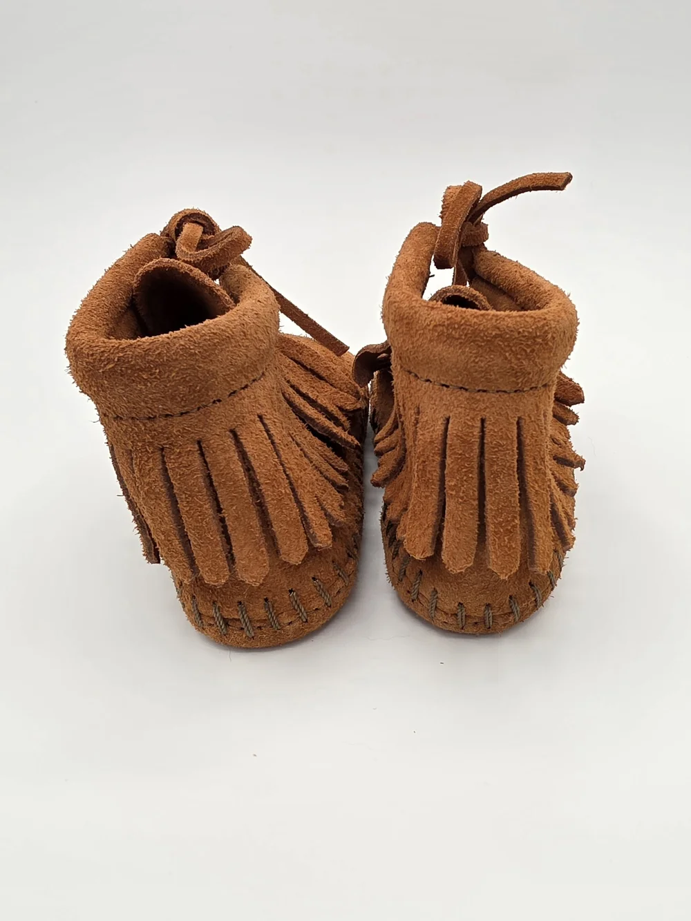 Minnetonka Suede Fringe Leather Moccasin Booties Infant Size 3 New without Tags